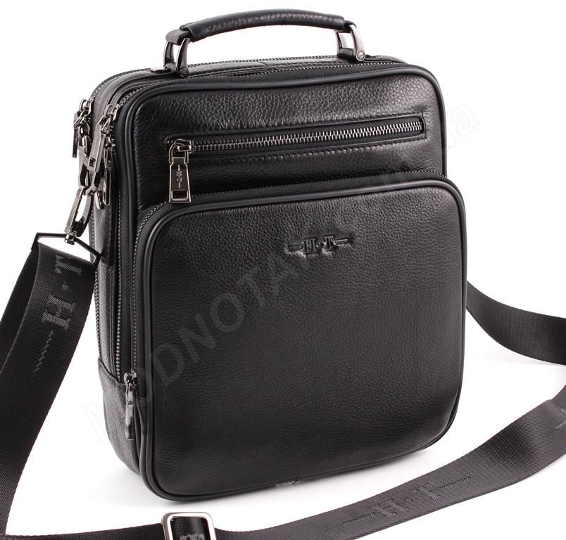 Мужская вертикальная кожаная сумка с ручкой H.T Leather (10000)