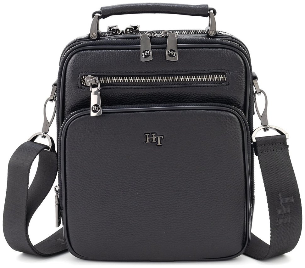 Мужская вертикальная кожаная сумка с ручкой H.T Leather (10000) modnotak фото №7