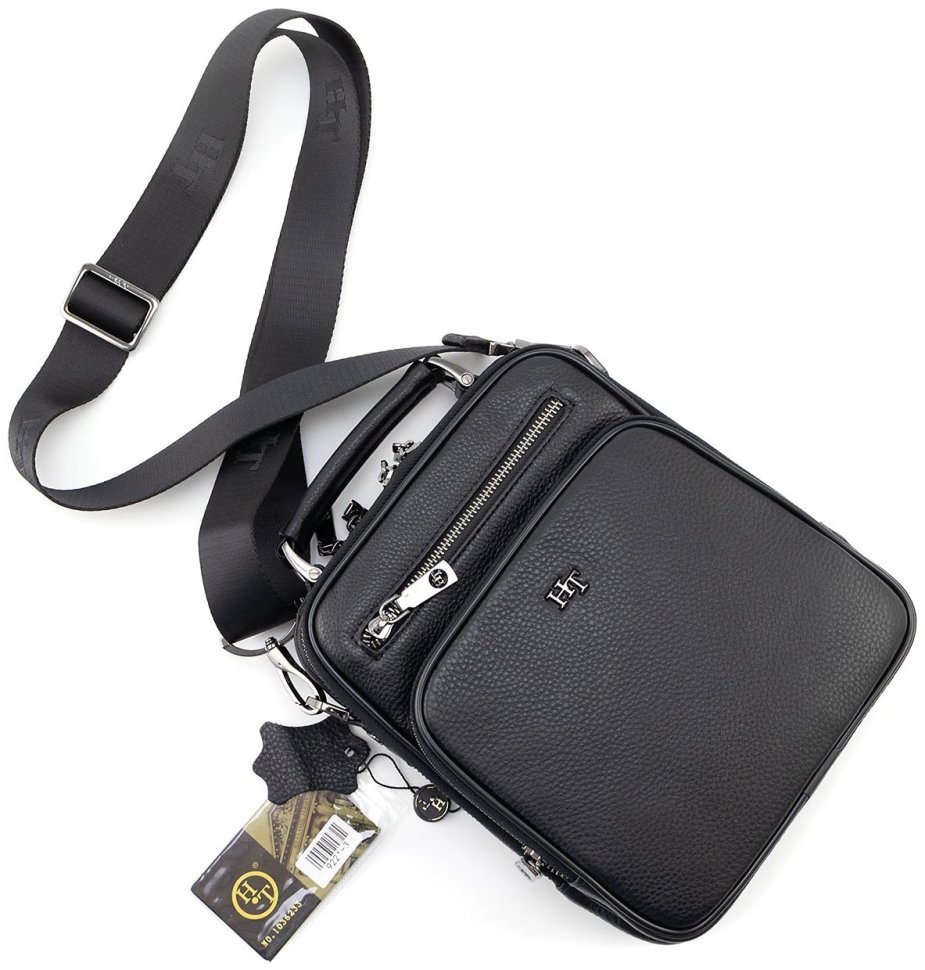 Мужская вертикальная кожаная сумка с ручкой H.T Leather (10000) modnotak фото №8