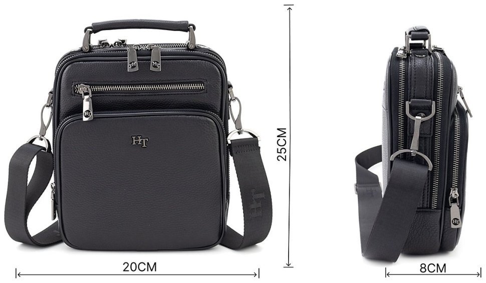 Мужская вертикальная кожаная сумка с ручкой H.T Leather (10000) modnotak фото №3