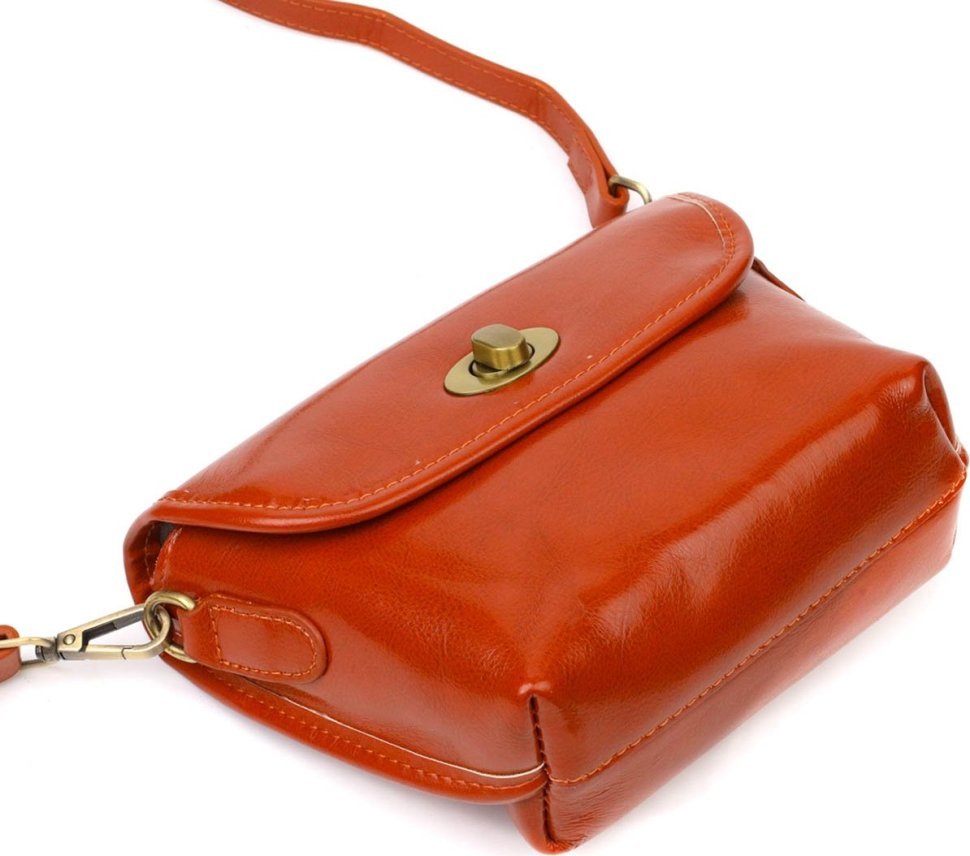 Жіноча сумка-кроссбоді з натуральної шкіри рудого кольору Vintage (2422091)
