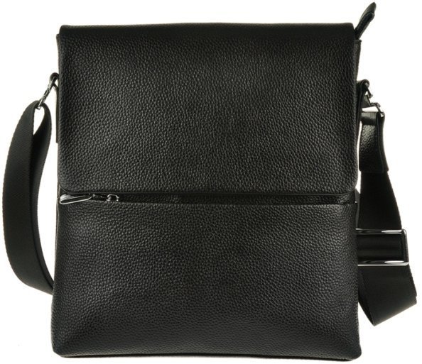 Чорна чоловіча сумка-месенджер на плече з натуральної шкіри Tiding Bag (15741)