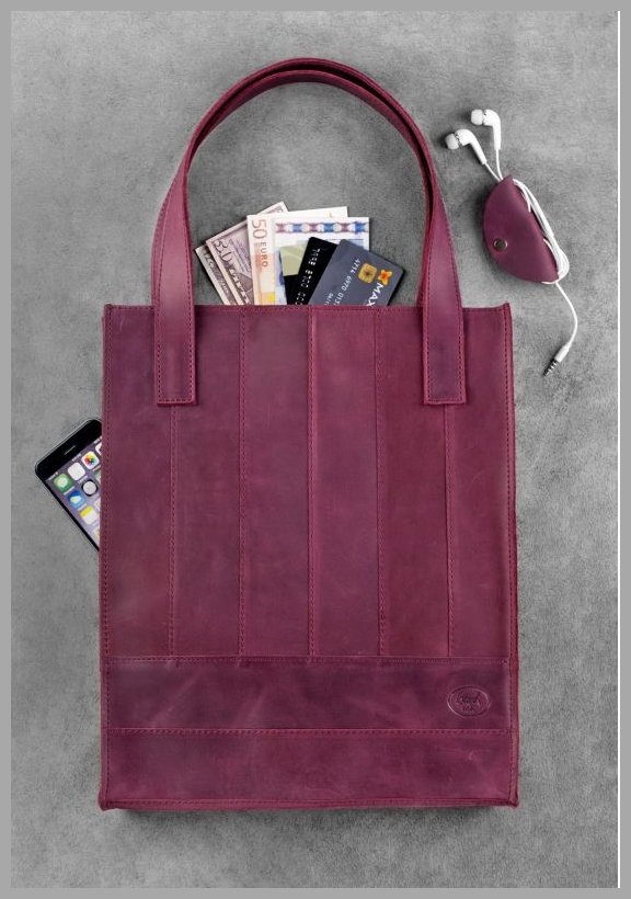 Бордова сумка шоппер з натуральної шкіри з ручками BlankNote Бетсі (12640) фото №4 Бордова сумка шоппер з натуральної шкіри з ручками BlankNote Бетсі (12640) modnotak фото №4