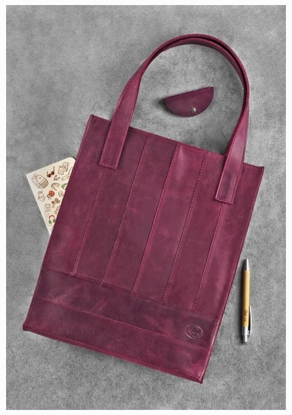 Бордова сумка шоппер з натуральної шкіри з ручками BlankNote Бетсі (12640) фото №5 Бордова сумка шоппер з натуральної шкіри з ручками BlankNote Бетсі (12640) modnotak фото №5