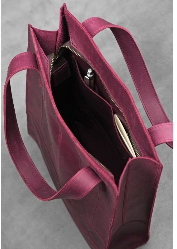 Бордовая сумка шоппер из натуральной кожи с ручками BlankNote Бэтси (12640)