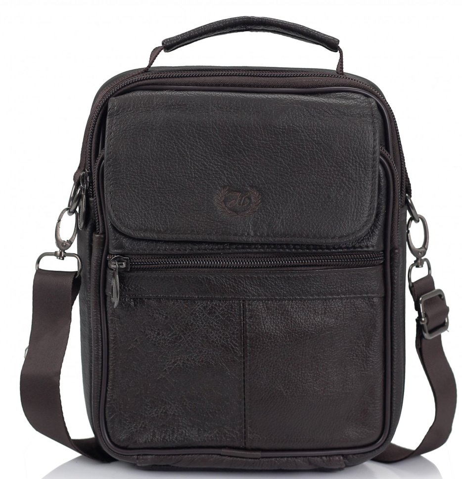 Коричневая недорогая мужская сумка-барсетка из натуральной кожи HD Leather (15809)