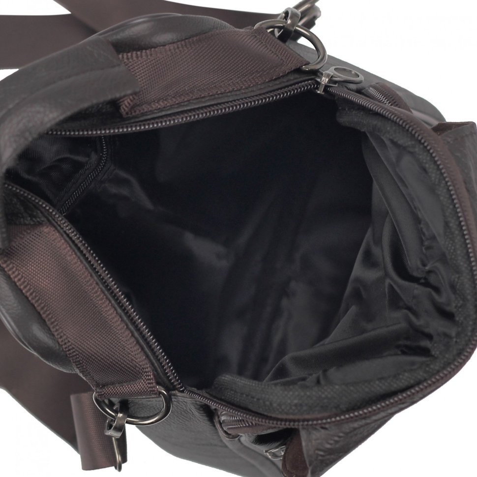 Коричневая недорогая мужская сумка-барсетка из натуральной кожи HD Leather (15809)