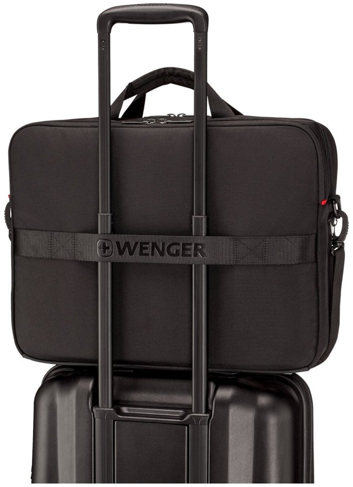 Деловая текстильная сумка для ноутбука до 17" с фиксатором Pass-Thru Wenger XE Brief черная 103641 modnotak фото №5