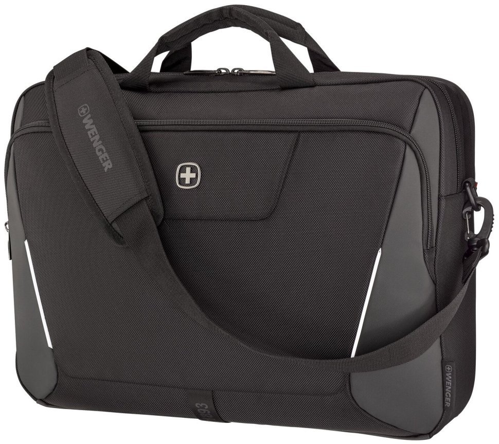 Деловая текстильная сумка для ноутбука до 17" с фиксатором Pass-Thru Wenger XE Brief черная 103641 modnotak фото №7