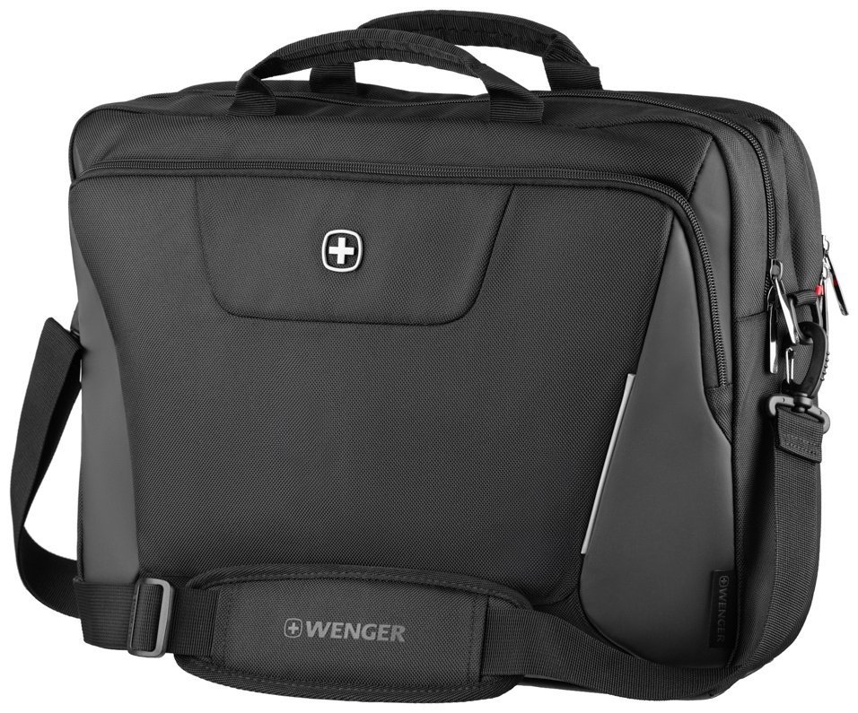 Деловая текстильная сумка для ноутбука до 17" с фиксатором Pass-Thru Wenger XE Brief черная 103641 modnotak фото №9