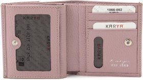Темно-рожевий жіночий гаманець із натуральної шкіри з фіксацією на кнопку KARYA (19839) - 2