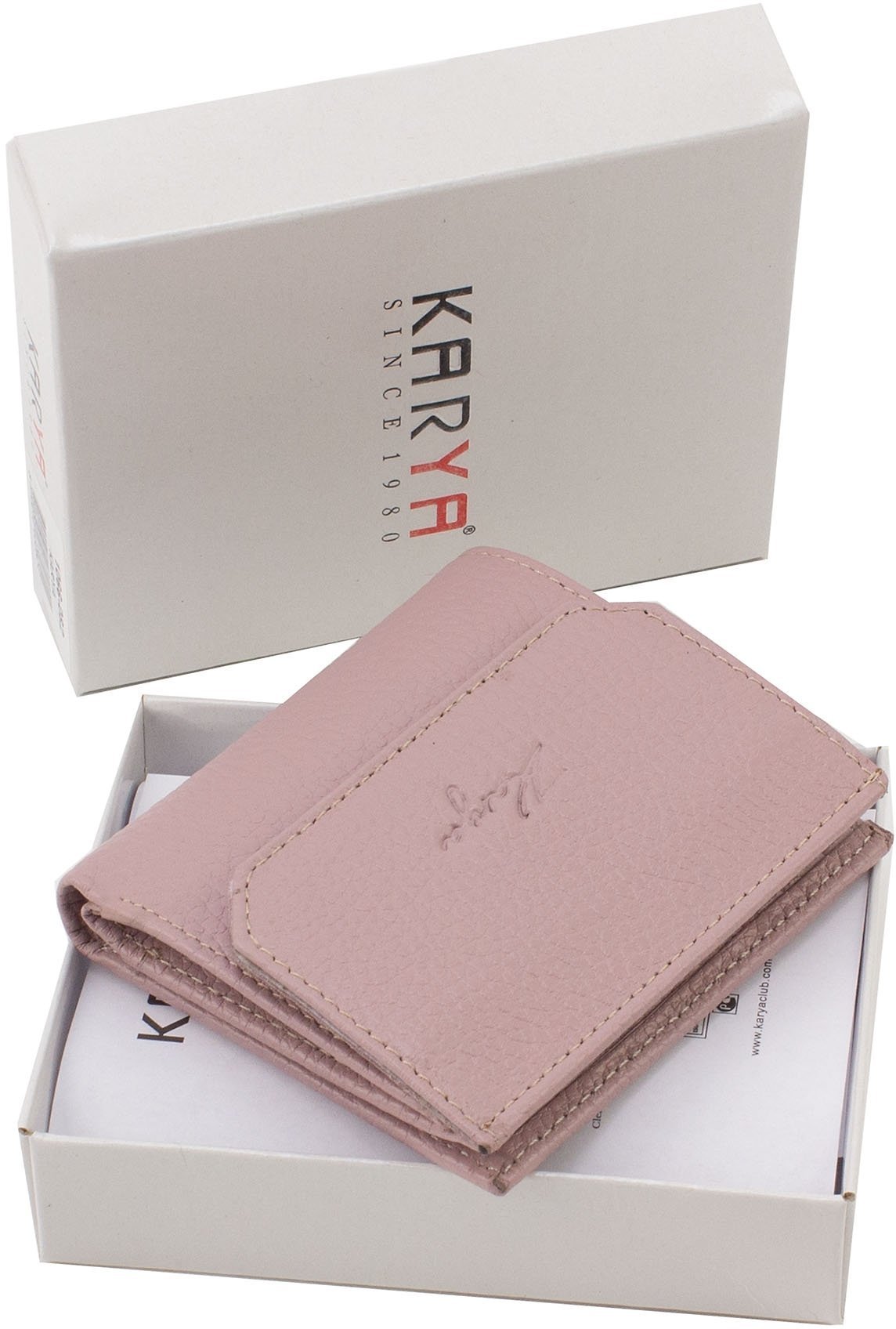 Темно-розовый женский кошелек из натуральной кожи с фиксацией на кнопку KARYA (19839)