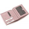 Темно-розовый женский кошелек из натуральной кожи с фиксацией на кнопку KARYA (19839) - 7