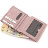 Темно-розовый женский кошелек из натуральной кожи с фиксацией на кнопку KARYA (19839) - 8