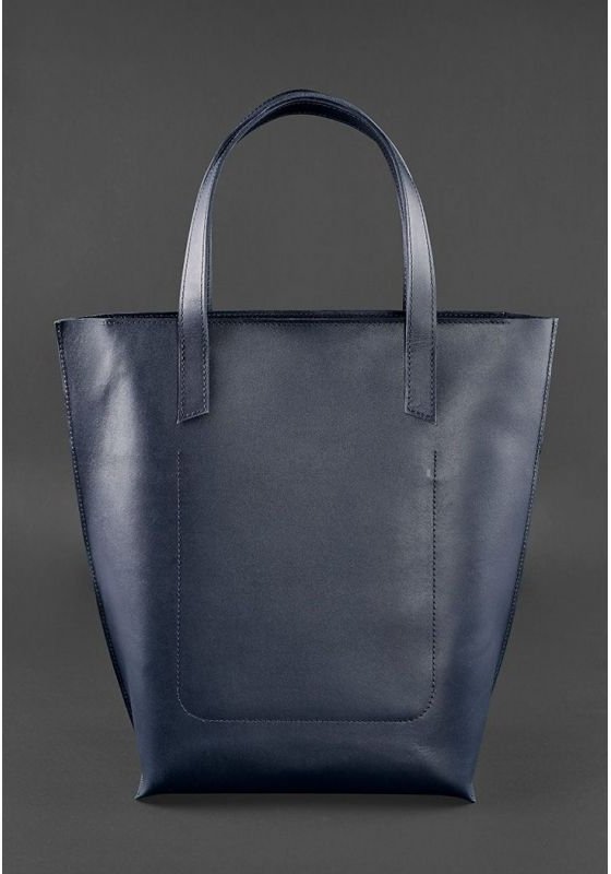 Темно-синяя вертикальная сумка шоппер из гладкой кожи BlankNote D.D. (12726)