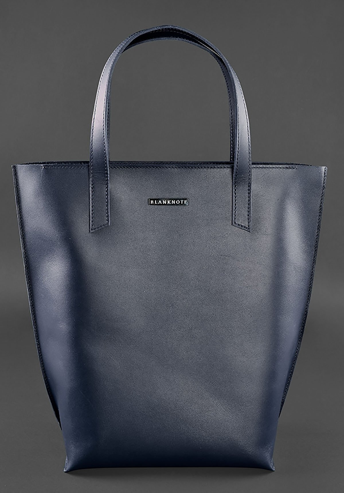 Темно-синяя вертикальная сумка шоппер из гладкой кожи BlankNote D.D. (12726)