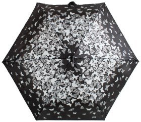 Женский зонт Incognito-4 L412 Stencil Butterfly (механика, складной, черный с принтом бабочек) 93941