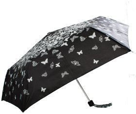 Женский зонт Incognito-4 L412 Stencil Butterfly (механика, складной, черный с принтом бабочек) 93941