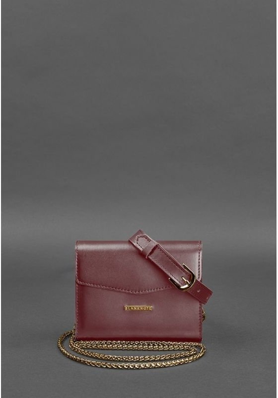 Жіночі сумки кроссбоді бордового кольору ручної роботи зі шкіри BlankNote Mini (12806)