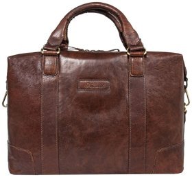 Кожаная мужская сумка для ноутбука до 15" Ashwood G34 коричневого цвета 94041