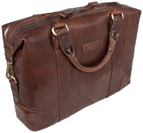 Кожаная мужская сумка для ноутбука до 15" Ashwood G34 коричневого цвета 94041