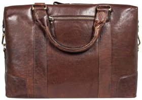 Кожаная мужская сумка для ноутбука до 15" Ashwood G34 коричневого цвета 94041