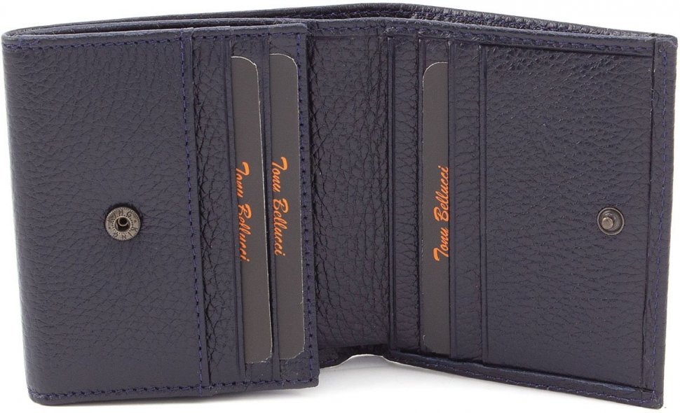 Практичний гаманець темно-синього кольору з натуральної шкіри Tony Bellucci (10786)