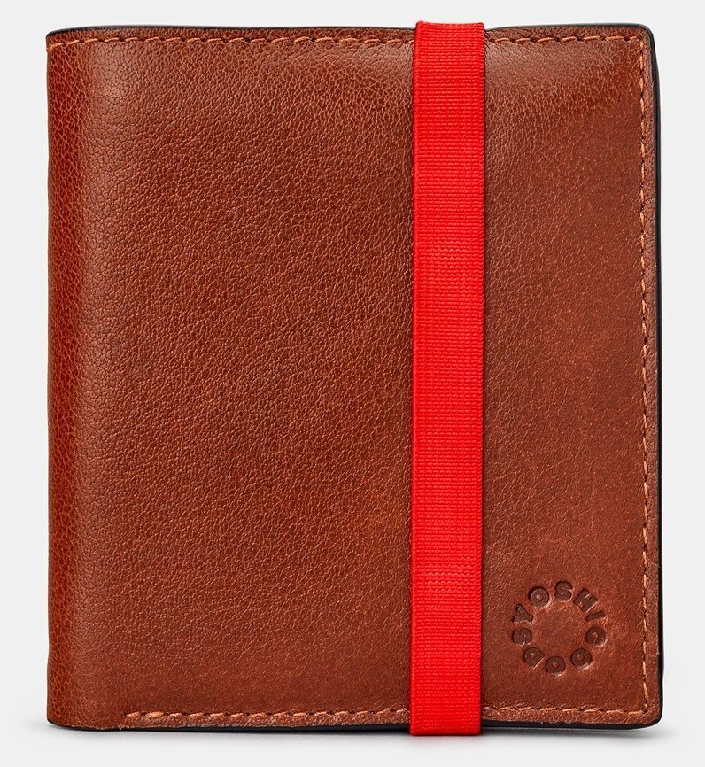 Мужское коричневое кожаное портмоне на резинке Yoshi Elastic (Великобритания) 94441 modnotak фото №1