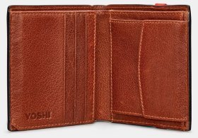 Мужское коричневое кожаное портмоне на резинке Yoshi Elastic (Великобритания) 94441