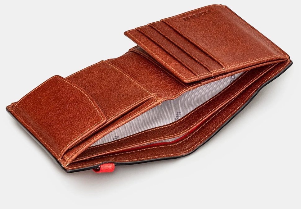 Мужское коричневое кожаное портмоне на резинке Yoshi Elastic (Великобритания) 94441 modnotak фото №3