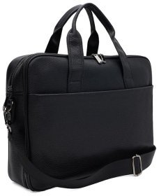 Деловой кожаный портфель через плечо для мужчин с отделением для ноутбука до 15" Borsa Leather 104541 черный