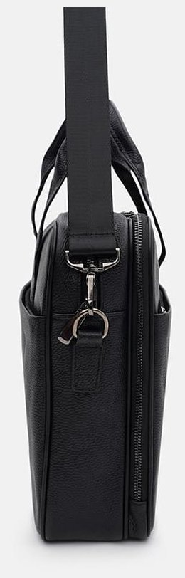 Деловой кожаный портфель через плечо для мужчин с отделением для ноутбука до 15" Borsa Leather 104541 черный modnotak фото №4