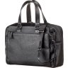 Солідна чоловіча сумка-портфель на два відділи з натуральної шкіри чорного кольору SHVIGEL (11123) - 1