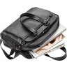Солідна чоловіча сумка-портфель на два відділи з натуральної шкіри чорного кольору SHVIGEL (11123) - 3