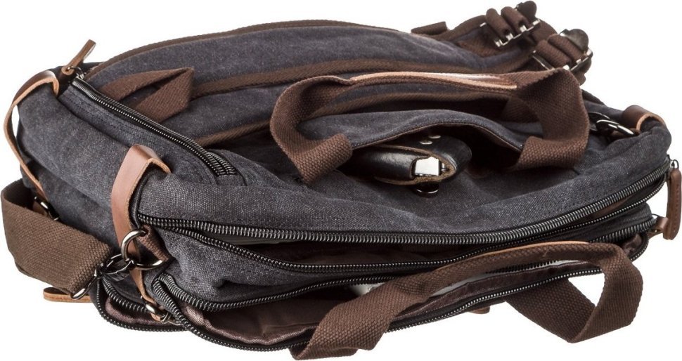 Оригінальна чоловіча сумка-трансформер з чорного текстилю Vintage (20144)