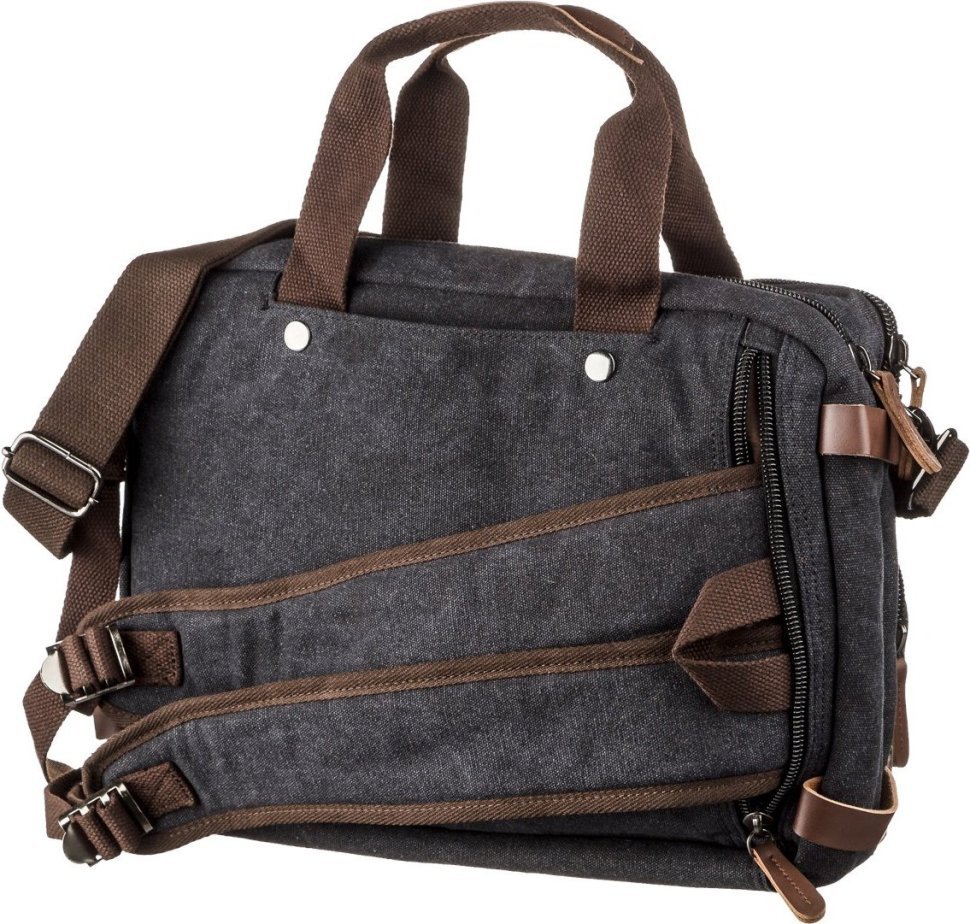 Оригинальная мужская сумка-трансформер из черного текстиля Vintage (20144) фото №3 Оригинальная мужская сумка-трансформер из черного текстиля Vintage (20144) modnotak фото №3