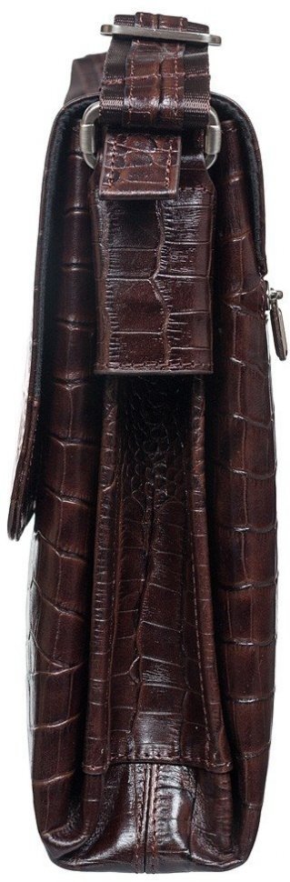 Добротная мужская сумка-планшет из натуральной кожи с эффектом под крокодила DESISAN (19206)