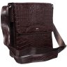 Добротная мужская сумка-планшет из натуральной кожи с эффектом под крокодила DESISAN (19206) - 4