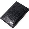 Классическая черная обложка на паспорт из натуральной кожи под крокодила KARYA (2420927) - 1