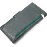 Зелений жіночий гаманець з натуральної шкіри з хлястиком на магніті KARYA (2421027) - 2