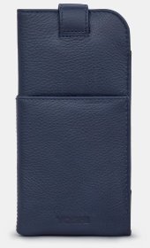 Стильный чехол для очков из натуральной фактурной кожи на кнопке Yoshi Y4309 17 синего цвета 94941