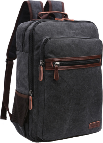Тканевый рюкзак черного цвета на две молнии Tiding Bag (21242)