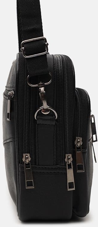 Крупная повседневная сумка-барсетка из натуральной кожи черного окраса Ricco Grande (21379)