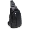 Черная повседневная мужская сумка-рюкзак на два отделения из натуральной кожи Keizer (19325) - 1