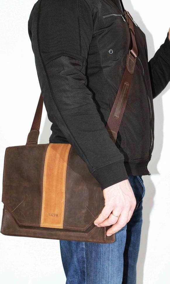 Чоловіча сумка коричневого кольору з яскравими вставками VATTO (11683)