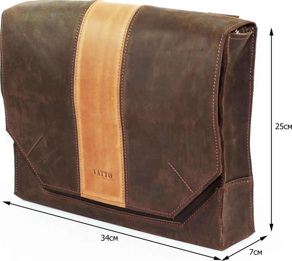 Чоловіча сумка коричневого кольору з яскравими вставками VATTO (11683)