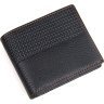 Черное мужское портмоне из натуральной кожи с коричневой строчкой Vintage (2414452) - 1