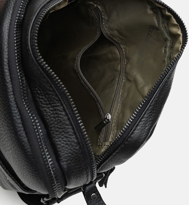 Средняя мужская кожаная сумка через плечо черного цвета Keizer (56241)