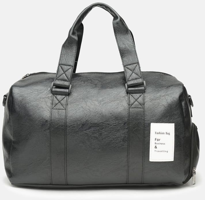 Мужская спортивная сумка из кожзама черного цвета Monsen (19367)