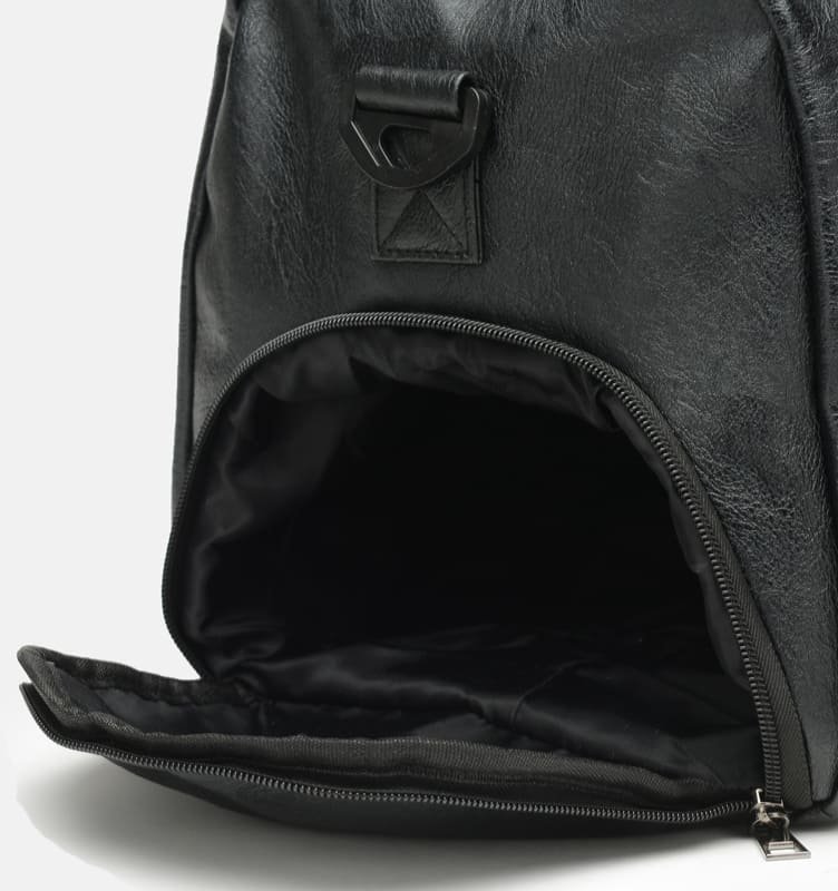 Мужская спортивная сумка из кожзама черного цвета Monsen (19367)